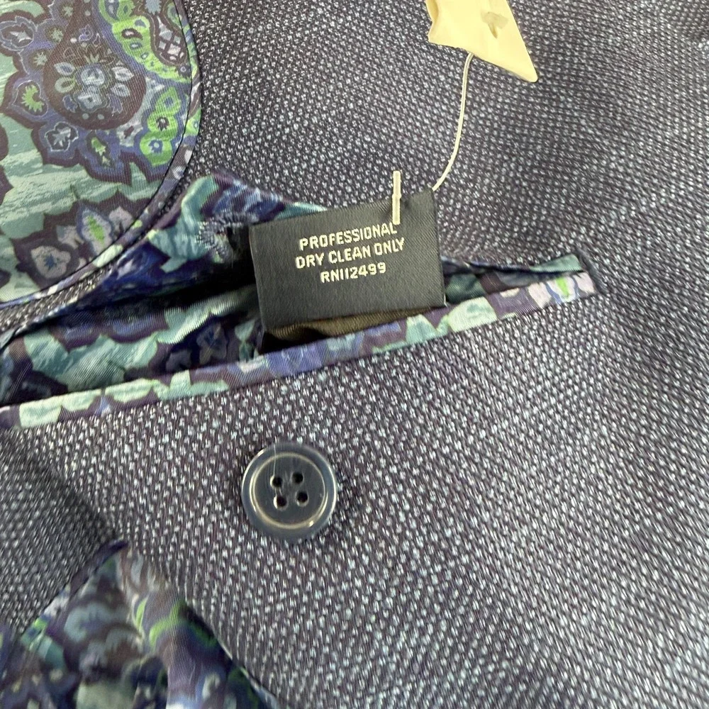 Tailorbyrd Stretch Fabric Sport Coat Blazer in Denim Blue Men 44R‎ 2-Button NWT
